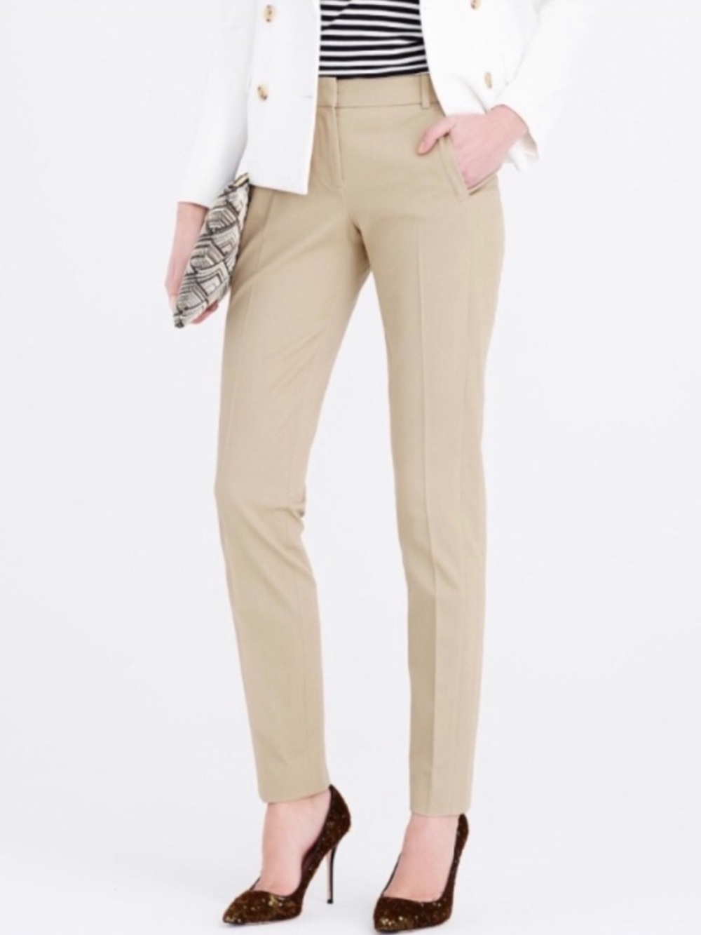 J.Crew Maddie pant in two-way stretch cotton Womens Sz 12 Stone Ivory Color